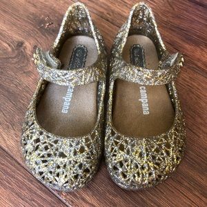 Mini Melissa Campana Gold Glitter Jelly Shoes